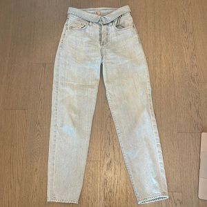 Jean Atelier light denim foldover jeans